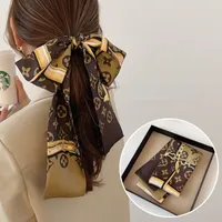 Cartas de grife imprimem a faixa de cabeça de seda floral para mulheres lenços de moda de ombro de bagagem de bagagem de fita envolve o presente de fita dupla fita 112x8 cm