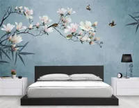 カスタム壁紙の壁画手作りのYulan Flower Birds Wall TV Background Wall 3D Wallpaper Mural8340662