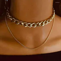 Cadenas Duftgold exagerados collares de doble capa crudo collar de gargantilla geométrica para mujeres joyas schmuck oro