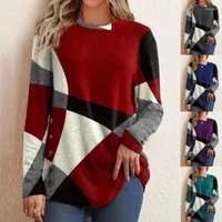 Damskie koszule mody damski i zimowy pulower 2023 PLUS Casual Button panel luz luźny panelu o długim rękawie
