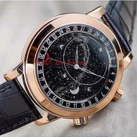최신 남성 패션 손목 시계 5102 6102 6104 Sky Moon Phase Automatic Movement Mens Background Transparent Luxury Watch Sport WA287N