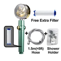Bathroom Shower Head High Pressure 2023 New Style Green High Pressure Rotate with Holder and Hose Propeller Eco J230303