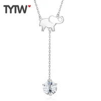 Chains Crystals From Austrian 925 Sterling Silver Choker Necklace Elephant Rhinestone Pendant Necklaces For Women Jewelry Gift