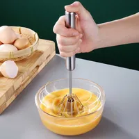 New Hand Pressure Semi-automatic Egg Beater Stainless Steel Kitchen Accessories Tools Self Turning Cream Utensils Whisk Manual Mixer
