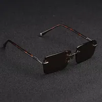 Whole-Zerosun Glass Sunglasses Male Rimless Sun Glasses for Men Brown Lens Anti Scratch Brand Designer Vintage Eyewear260Y