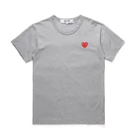 COM Men&#039;s T-shirts Grey Brand Red Hearts DES GARCONS CDG HOLIDAY Slim Short Sleeve PLAY T-shirt Grey Size Womens TEE