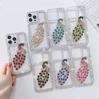 Luxury Peacock Glitter Cases for iPhone 14 14Pro Max Case 13 12 11 Fashion Designer Bling Sparkling Rhinestone Diamond Juveled 3D Crystal Back Cover
