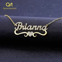 Colliers pendants coeur Qitien avec collier de nom personnalisé pour les femmes en acier inoxydable en acier inoxydable flét