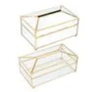 Pudełka na tkanki serwetki domowe szklane pudełko nordyckie minimalistyczne odporne do przechowywania dekoracja salonu 8637413