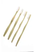 4PCSSet 19 cm platte handvat Volwassen Natuurlijke bamboe Eco -vriendelijke zachte borstelspot Brosse Een deuktandborstel 05132352518