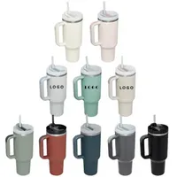 1pc With Logo 2nd Gneration 40oz Stainless Steel Mugs With Silicone Handle Lid Straw Big Capacity Travel Car Tumblers Outdoor Vacuum Insulated Water Bottles ss0304