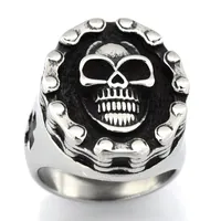 Fanssteel Stael Stalom Stal Mens lub damska biżuteria łańcuch motorowy Cross Gothic Skull Biker Ring Prezent 13W99304R