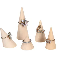 5pcs Bijoux solide en bois massif accessoires d'accessoires à anneau conique multi-styles stand affichage créatif bijoux de bijoux comptoir 3383