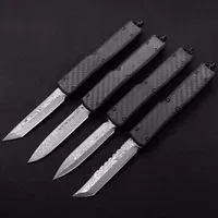 UT70 Damasco Fibra de carbono Doble Acción Táctica Automática Automática EDC Cuchillo Camping Knife Catting Knives Xmas Gift264i