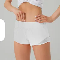 LU-226 YOGA OUTFITS WOMENS SPORT SORPS SORPS CARIDY FITNESS HOTTY HOT PANTS FOR WOME GIRL TORKOUT GYMランニングスポーツウェア付きジッパーポケットクイック乾燥メッシュ