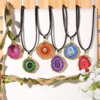 Colares pendentes simples colar de pedra natural de colar de pedra ágates charme energia colorida para homens jóias para mulheres