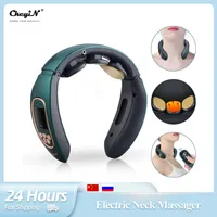 Electric massagers CkeyiN Electric Back and Neck Massager LCD Electromagnetic 4D Floating Cervical Massager Relieve Pain Pulse Remote Control