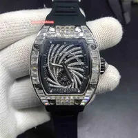 Hip Hop Men's Tend Wallwatch Diamond Case Watch Bisel Bisel Bisel Bisel Bisel Black Rubber Store Mecánico Automático W281Q