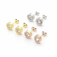 Designer Jewelry Gold Diamond Earrings For Women Stainless Steel Silver Rose Gold Stud Earings Black White Ceramic Fashion Bijoux257k