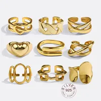 Rings de plata esterlina para mujeres joyas de moda vintage vintage gran anillo antiguo ajustable anillos
