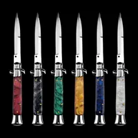 OEM 9 inch Italiaanse peetvader Stiletto Mafia Knife Acryl 12 Modellen Single Action Knives Camping Gift Knifes voor man 10 11 13inch191L