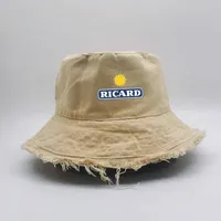 Wide Brim Hats Bucket hat RICARD Denim Katun Wash Bob Unisex Man Woman BOB Fish Ricard Sun Summer Season Outside Boys Room Girl 230303