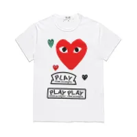 COM Men&#039;s T-shirts White Brand Red Hearts DES GARCONS CDG HOLIDAY Slim Short Sleeve PLAY T-shirt White Womens TEE