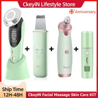 Bust Shaper Ckeyin EMS Light Therapy Beauty Massager Massager UltraSonic Skin Scrubber Blackhead Hemover Nano Spray Face Steamer 230303