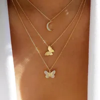 Pendant Necklaces Gold Color Bee Butterfly Pearl Multi-Layer Women Necklace Star Moon Heart Elephant Crystal Choker Neck Accessories