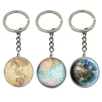 Earth Globe Art Pendant Keychains Gift World travel Adventurer Key ring World Map Globe Keychain Jewelry184L