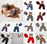 Född POGRAFI KLÄDER STUDIO Baby Po Props Accessories Boys Hatoveralls Set Little Gentleman Plaid Costume 2204234949435