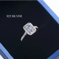 Wedding Rings Handmade Emerald Cut 2ct Lab Diamond Ring 925 Sterling Silver Engagement Band voor Women Bridal Fine Party Sieraden 230303
