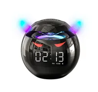 AI 지능형 무선 스피커 서브 우퍼 블루투스 스피커 LED 디지털 알람 시계 음악 플레이어 볼 모양 시계 지원 TF 8310274