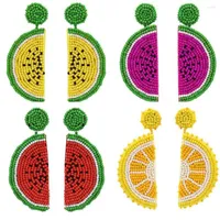 Dangle Earrings Handmade Watermelon Lemon Drop Cute Fruit Boho Resin Beaded Statement For Women Bohemian Summer Beach Jewelry