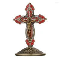Pendant Necklaces Orthodox Icons Rhinestone Crucifixion Cross Christ Jesus Detachable Base Table Car Ornament Home Decoration Easter GiftsPe