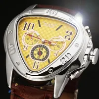 2016 JARAGAR Luxury Orologio Uomo Watch Yellow Triangle Auto Mechanical Watches Men 6-hands Automatic Wristwatch Ship D181007271M
