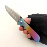 Version personnalisée limitée Chris Reeve Knives Inkosi Colorful TC4 Titanium Handle Damascus Folding Knife Perfect Pocket EDC Outdoor Ta2990