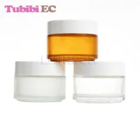Storage Bottles Jars 5pcslot 100g Transparent Amber Frosted Glass White Screw Lid Cream Empty Cosmetic Packaging Containers1300543