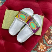 Sapatos casuais de alta qualidade 2023 sandálias douradas glish slide designer de sandália Multicolor Platform Slippers Mini Printing Fabric Rubber Sole