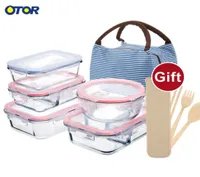 Otor Healthy Material Lunch Box 3 Fack Bento Boxes Microwave Matsware Food Storage Container Lunchbox Glass Crisper T2008208508