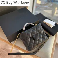 CC Handbags 23C Womens Cosmetic Case Box Bags Top Handle Totes Caviar Leather Calfskin Gold Metal Hardware Chain Crossbody Shoulder Vanity Turn Lock Designer Ha