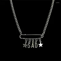 Pendant Necklaces Hong Kong Style Hip-hop Temperament Pin Letter Necklace Personality Star Collarbone Chain Tide Men's And Women Sweater