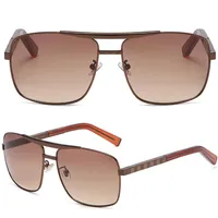 Classic Fashion Mens Womens Sunglasses Gun Metal Frame Brown Gradient 59mm Lenses UV Protection Sun Glasses3407