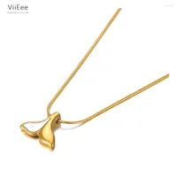 Pendant Necklaces ViiEee Titanium Stainless Steel White Shell Fish Tail Charm Necklace Trendy Animal Choker For Women VN21074