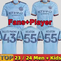 23 24ニューヨーク市FCサッカージャージーホームアウェイNYCFC 22 2023 2024 MLS Thiago Moralez Castellanos Talles Magno Keaton Fans Player KidsバージョンTシャツ