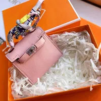 Роскошные женщины женская сумочка орнамент подлинный корова кожаная кожаная клавиша Mini Bag Accessories Fashion Made Keyring Fine Gift299p