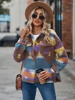 Jackets femininos Autumn Winter Print Coats and Women 2023 Fashion Streetwear Casual Tops Lady Lady Vintage Oversize Outerwear