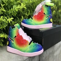 2021 Selling J Balvin 1s High OG Basketball Shoes Jumpman 1 Colores Y Vacancies Tie Dye Multi-Color Rainbow Men Sports Trainers Sn242z