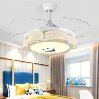 Decoração do quarto do quarto das crianças luzes LED para ventilador de teto de quarto ventiladores de teto de jantar com luzes Controle remoto260D