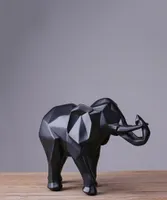 Asfull Abstract Gold Elephant تمثال راتنجات الزخارف الضيق المنزل هدية الراتنج الهندسي النحت فيل الذهب T2003787660